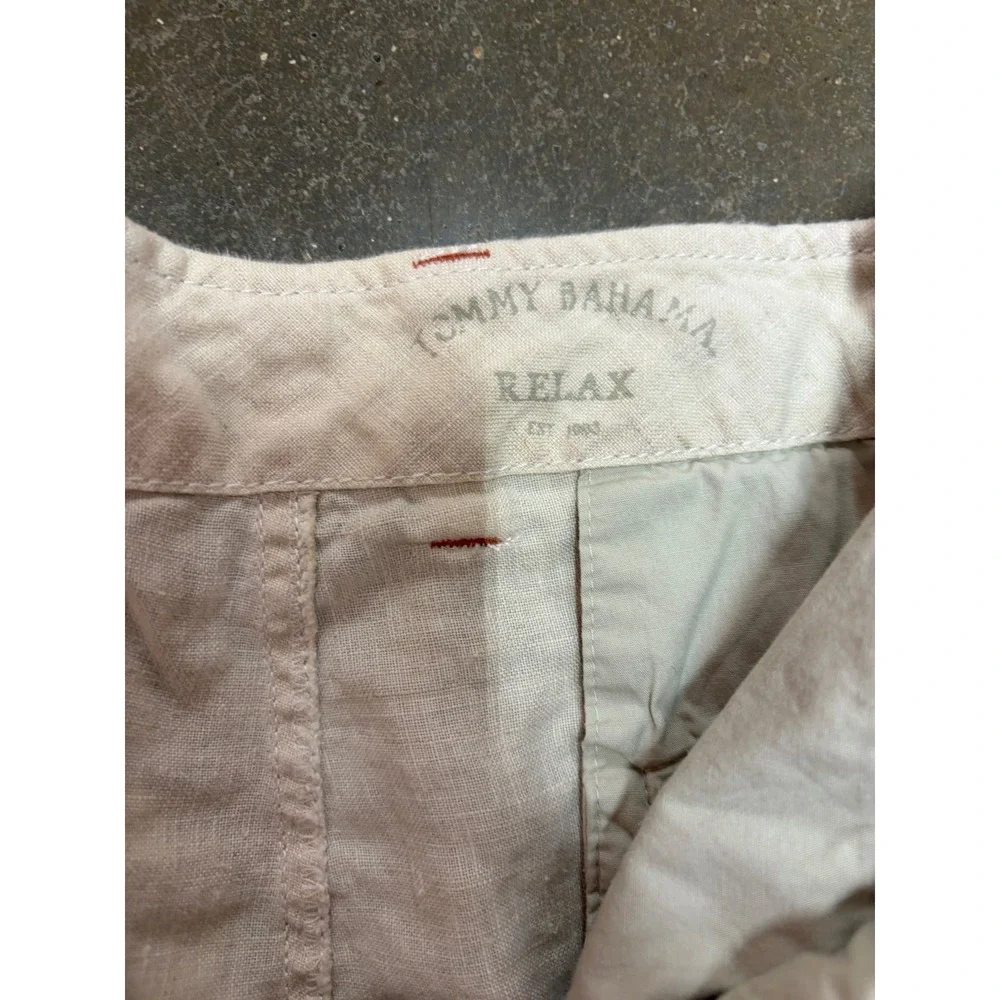 Tommy Bahama Relax Mens 36x32 Beige 100% Linen Straight Leg Pants Chinos